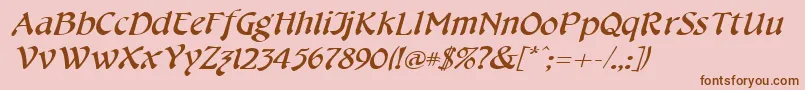 Fonte CheshirebroadItalic – fontes marrons em um fundo rosa