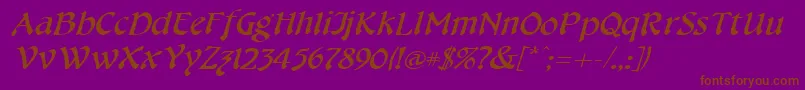 CheshirebroadItalic Font – Brown Fonts on Purple Background