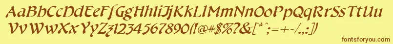 Шрифт CheshirebroadItalic – коричневые шрифты на жёлтом фоне