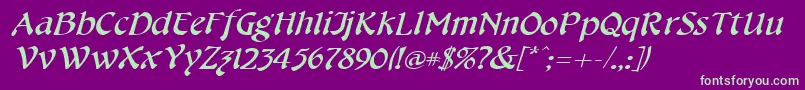 CheshirebroadItalic Font – Green Fonts on Purple Background
