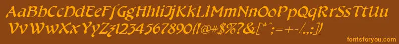 CheshirebroadItalic Font – Orange Fonts on Brown Background