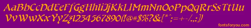 Шрифт CheshirebroadItalic – оранжевые шрифты на фиолетовом фоне