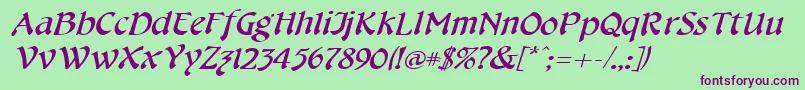 Шрифт CheshirebroadItalic – фиолетовые шрифты на зелёном фоне
