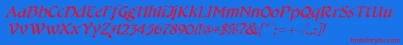 CheshirebroadItalic Font – Red Fonts on Blue Background