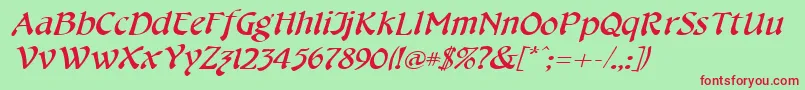 CheshirebroadItalic Font – Red Fonts on Green Background