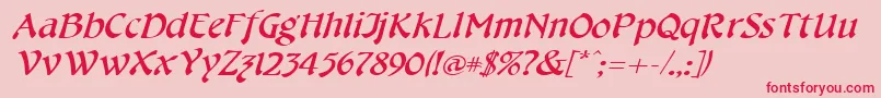 CheshirebroadItalic Font – Red Fonts on Pink Background