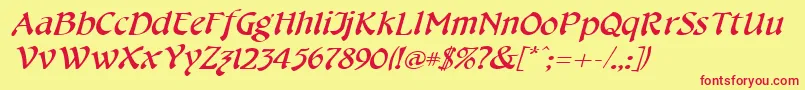 CheshirebroadItalic Font – Red Fonts on Yellow Background