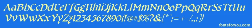 CheshirebroadItalic Font – Yellow Fonts on Blue Background