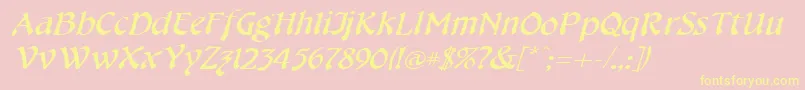 CheshirebroadItalic Font – Yellow Fonts on Pink Background