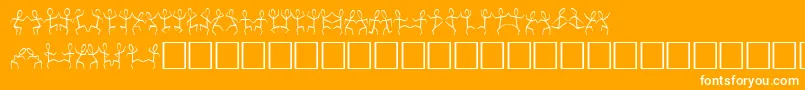 Danceman-Schriftart – Weiße Schriften auf orangefarbenem Hintergrund