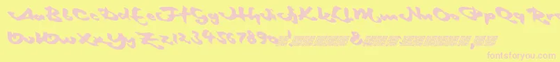 Maidenvoyage-Schriftart – Rosa Schriften auf gelbem Hintergrund