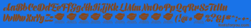 Fonte PrimescriptPersonalUse – fontes marrons em um fundo azul