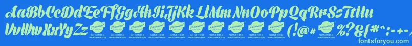 PrimescriptPersonalUse Font – Green Fonts on Blue Background