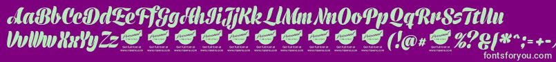 PrimescriptPersonalUse-fontti – vihreät fontit violetilla taustalla