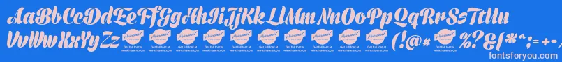 Fonte PrimescriptPersonalUse – fontes rosa em um fundo azul