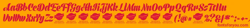 Fonte PrimescriptPersonalUse – fontes vermelhas em um fundo laranja
