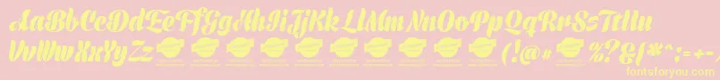 PrimescriptPersonalUse-fontti – keltaiset fontit vaaleanpunaisella taustalla