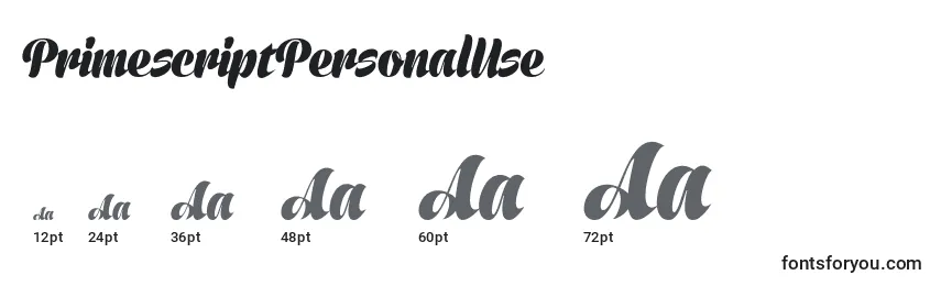 PrimescriptPersonalUse Font Sizes