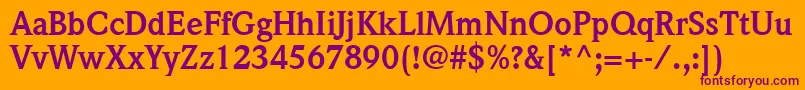 QuintessenceSsiBold-Schriftart – Violette Schriften auf orangefarbenem Hintergrund