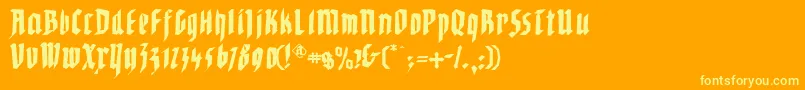 フォントWaldarbeitergotisch – オレンジの背景に黄色の文字