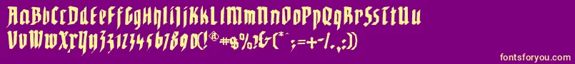 Waldarbeitergotisch Font – Yellow Fonts on Purple Background