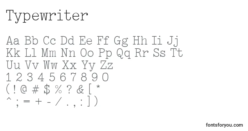Schriftart Typewriter – Alphabet, Zahlen, spezielle Symbole
