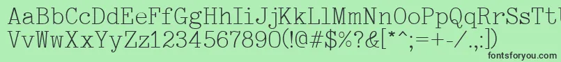 フォントTypewriter – 緑の背景に黒い文字