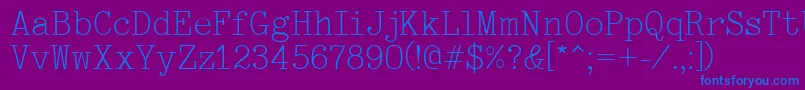 フォントTypewriter – 紫色の背景に青い文字