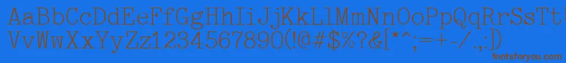フォントTypewriter – 茶色の文字が青い背景にあります。