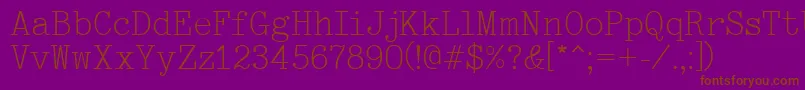 Typewriter-Schriftart – Braune Schriften auf violettem Hintergrund