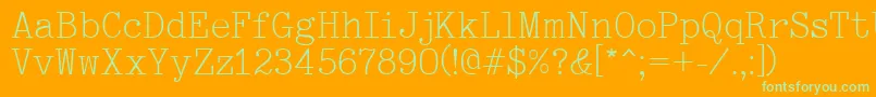 フォントTypewriter – オレンジの背景に緑のフォント