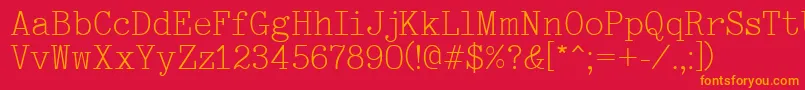 Typewriter-Schriftart – Orangefarbene Schriften auf rotem Hintergrund