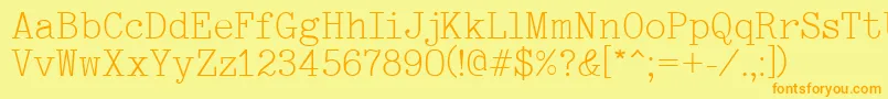 フォントTypewriter – オレンジの文字が黄色の背景にあります。