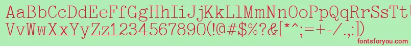 フォントTypewriter – 赤い文字の緑の背景