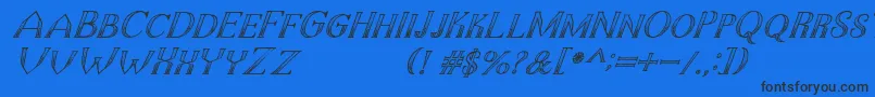 Fonte TheDarkTitanClassicItalic – fontes pretas em um fundo azul