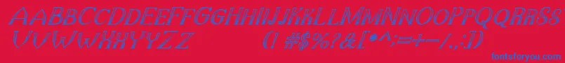 Czcionka TheDarkTitanClassicItalic – niebieskie czcionki na czerwonym tle