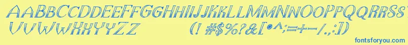 TheDarkTitanClassicItalic Font – Blue Fonts on Yellow Background