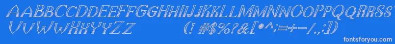 Fonte TheDarkTitanClassicItalic – fontes rosa em um fundo azul