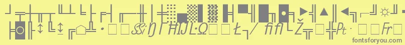 フォントMicroPiThreeSsiNormal – 黄色の背景に灰色の文字