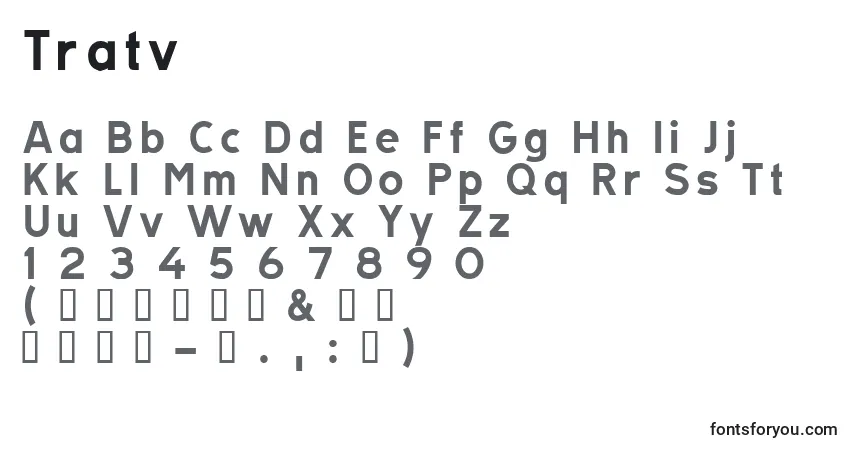 Шрифт Tratv – алфавит, цифры, специальные символы