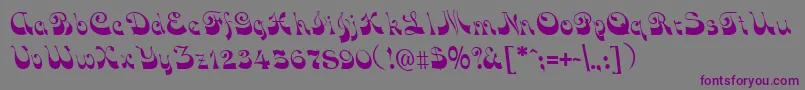 Funkyface-fontti – violetit fontit harmaalla taustalla