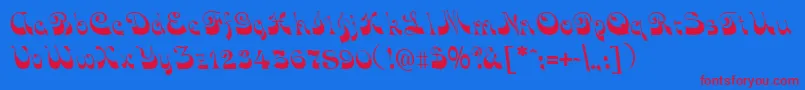 Funkyface-Schriftart – Rote Schriften auf blauem Hintergrund