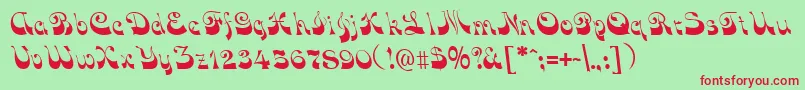Funkyface-fontti – punaiset fontit vihreällä taustalla