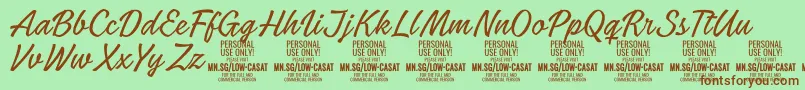 LowcasatthinPersonalUse Font – Brown Fonts on Green Background