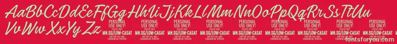 LowcasatthinPersonalUse Font – Green Fonts on Red Background