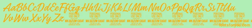 LowcasatthinPersonalUse Font – Orange Fonts on Green Background