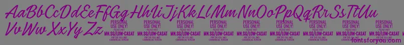 Шрифт LowcasatthinPersonalUse – фиолетовые шрифты на сером фоне