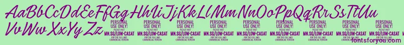 LowcasatthinPersonalUse Font – Purple Fonts on Green Background