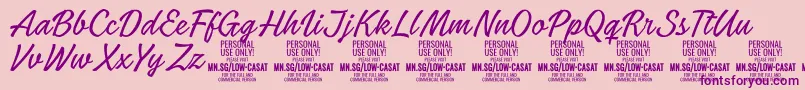 LowcasatthinPersonalUse Font – Purple Fonts on Pink Background