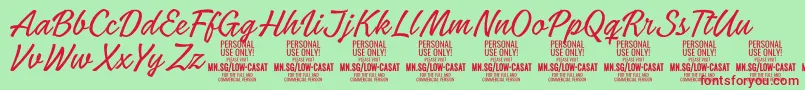 LowcasatthinPersonalUse Font – Red Fonts on Green Background